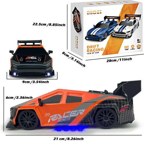 Miniatura 5 de HTURCCOP 1:24 RC Cybercar, 2.4GHz RC Drift Cars con luz LED, juguetes de carreras para niños y niñas de 8 a 12 años, velocidad ajustable 15.5 mi/H