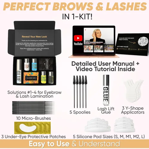 Miniatura 7 de Kit de laminación de cejas y pestañas Uso en casa y salón de belleza Kit profesional de laminación de cejas 2 en 1 y levantamiento de pestañas