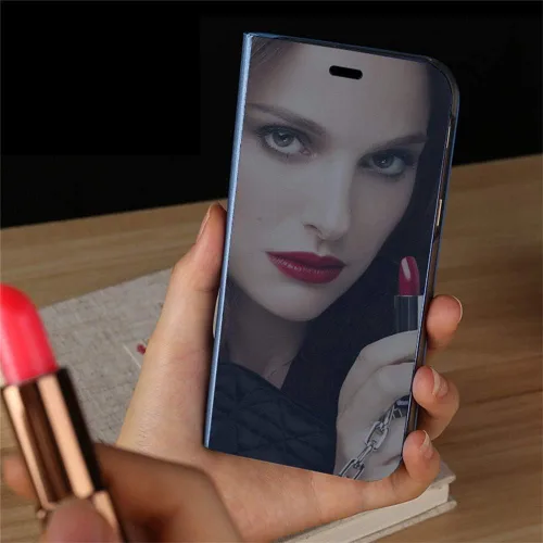 Miniatura 4 de LEMAXELERS Funda compatible con Galaxy S22 Ultra con diseño de espejo transparente, estilo libro, carcasa protectora ultradelgada con función atril