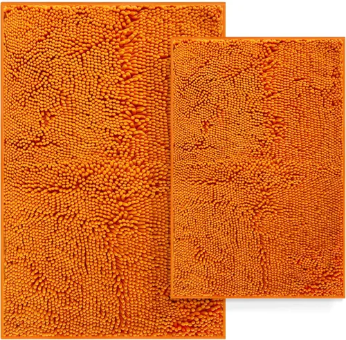 Miniatura 15 de Juego de 2 alfombras de baño antideslizantes para baños, juego de alfombras de felpilla gruesa y suave, alfombras de baño ultra absorbentes