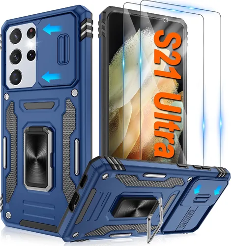 Miniatura 78 de Atump Funda para Motorola Moto G Play 2024 (4G) con [paquete de 2] protector de pantalla HD y cubierta para cámara deslizante, soporte de anillo