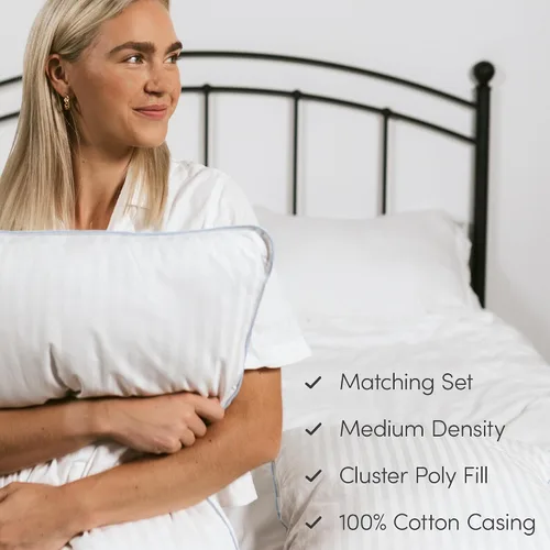 Miniatura 2 de eLuxurySupply - Almohadas de cama de alta calidad, paquete de 2, almohadas de cama para dormir, densidad media y loft, funda 100% algodón y relleno
