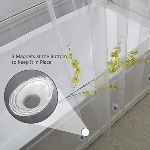 Miniatura 4 de Elegant Comfort Forro de cortina de ducha transparente resistente al agua, 72 x 72 pulgadas de largo para baño con 3 imanes inferiores y ojales a