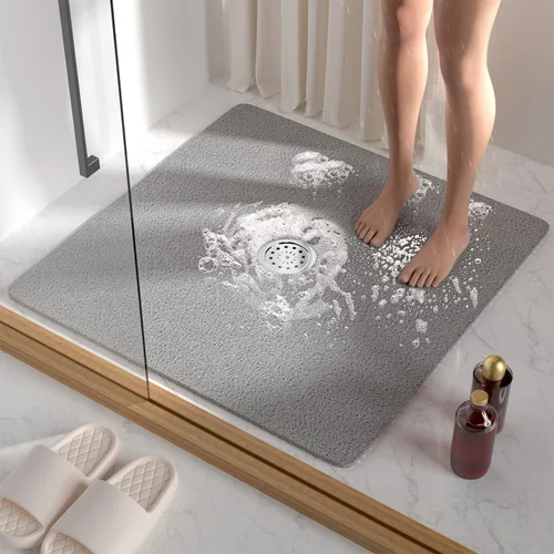 Miniatura 13 de HITSLAM - Tapete cuadrado para ducha, de 24 x 24 pulgadas, tapete de baño antideslizante para bañera, tapetes de baño de alcachofa de PVC suave