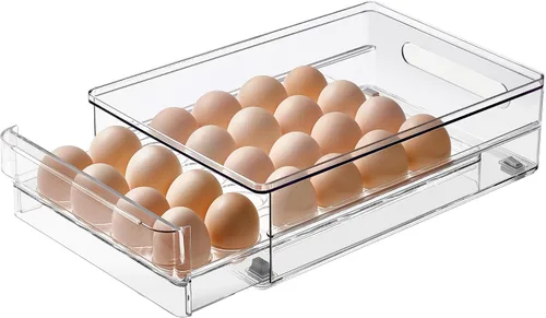 vacane Soporte para huevos de capacidad para 24 contenedores organizadores de refrigerador, contenedor de almacenamiento de huevos sin BPA con