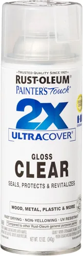 Rust-Oleum - Painter's Touch 2X Ultra Cover - 334029 - Pintura en aerosol, 12 onzas, color transparente brillante Brillo Transparente