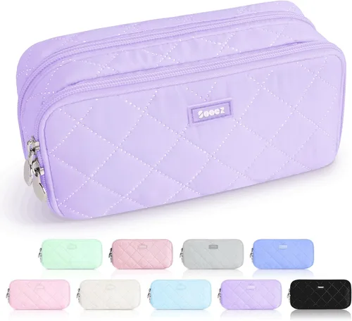 Miniatura 19 de Sooez Estuche grande para lápices, bolsa para lápices extra grande con 8 compartimentos, bolsa para bolígrafos de apertura amplia, organizador