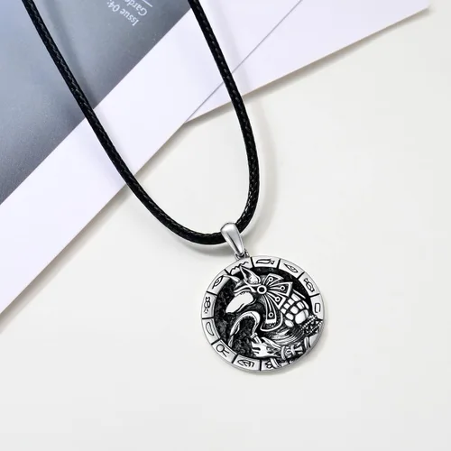 Miniatura 3 de VONALA Collar de medalla de San Miguel/San Benito/San Cristóbalo/Virgen María/Anubis Medalla de Plata de Ley Collar con colgante de medallón