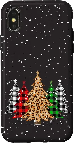 Miniatura 5 de Funda con diseño de árboles de Navidad con estampado de leopardo y cuadros para iPhone 16