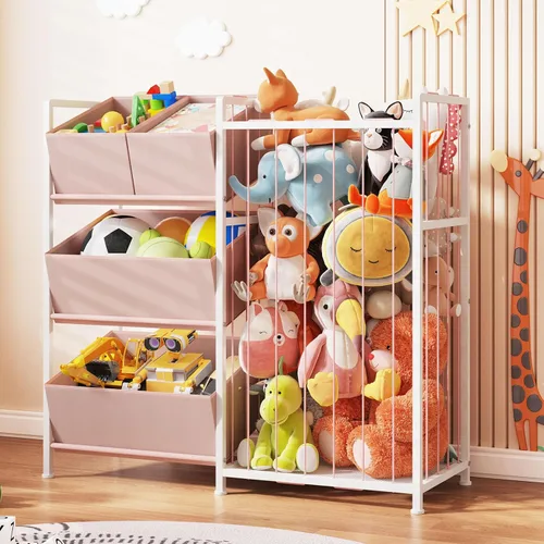 Miniatura 9 de BBLIKE Organizador de almacenamiento para niños con 4 contenedores extraíbles, organizador de almacenamiento para niños para juguetes de peluche