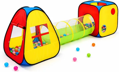 Miniatura 9 de Tienda de campaña desplegable 3 en 1 para niños con túnel y piscina de pelotas para niños, niñas, bebés y niños pequeños, casa