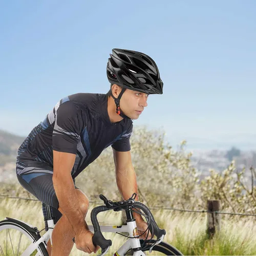 Miniatura 7 de Basecamp Casco de bicicleta para mujeres y hombres con luz LED de seguridad extraíble, visera solar, casco de bicicleta ligero, ajustable, Negro