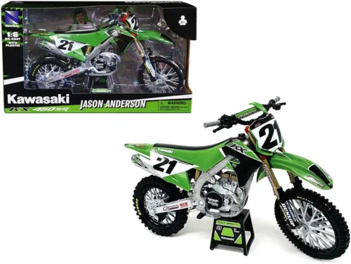 Miniatura 2 de Kawasaki KX450SR - Motocicleta de motocross #21 Jason Anderson Green and Black Kawasaki Racing Team 1/6 Modelo por New Ray