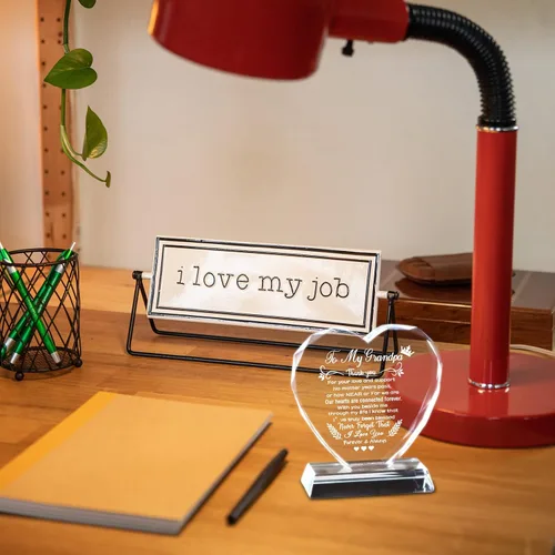 Miniatura 2 de YWHL Regalos de cumpleaños para abuelo de nieta, nieto, recuerdos de corazón de cristal para mi abuelo, regalo para abuelo de nietos en el día