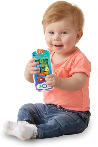 Miniatura 6 de VTech Desliza y descubre el teléfono, teléfono de juego para bebés niñas y niños, juguete interactivo con luces y sonidos, juguetes de teléfono