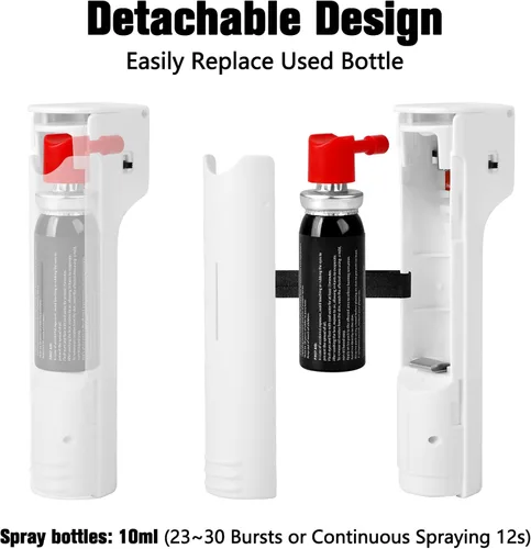 Miniatura 5 de Alarma de seguridad personal 3 en 1 con espray de pimienta, gel de soplado anti viento de 12 pies, tinte de marcado UV, sirena de 140 dB, 3 luces