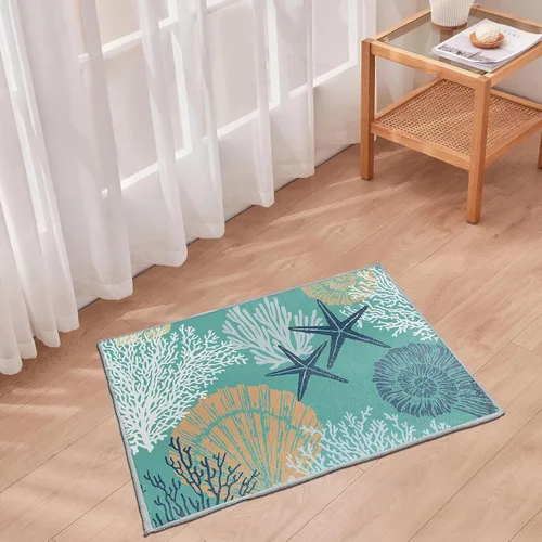 Miniatura 30 de Tritard Alfombra de pasillo costera de 2 x 6 pies, alfombra náutica para pasillo de cocina, con temática de playa, antideslizante, lavable a C1