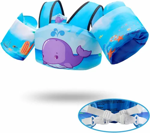 Miniatura 8 de Toddler Swim Vest with Swimming Arm Floaties for 2-6 Years Old (22-66 lbs) Boys-Girls Kids Pool Floats Water Wings & Swim Jacket Niños Swimmies for