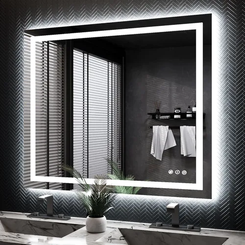 Miniatura 70 de ISKM Espejo LED con marco para baño de 40"x30", espejo de baño LED regulable con luces, antivaho, espejo iluminado frontal y retroiluminado de 3