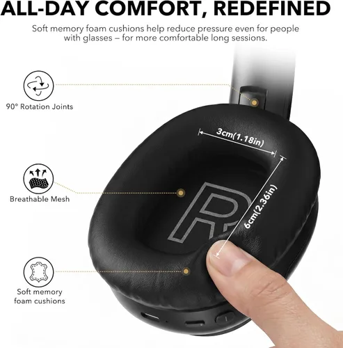 Miniatura 3 de 1Mii E700 Auriculares con cancelación de ruido Bluetooth inalámbrico de alta resolución LDAC, negro Hybrid ANC, 75H Battery, Deep Bass