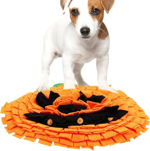 Ipetboom Alfombrilla de olfato de calabaza para perros de raza grande de 13 x 10 pulgadas, forro polar de alimentación lenta para la nariz, juguete