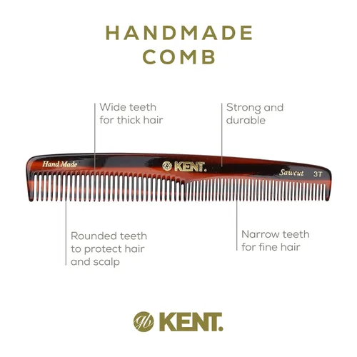 Miniatura 4 de Kent Peine 3T de doble diente de 6.5 pulgadas, peine de aseo de dientes finos y anchos para cabello, barba, bigote, estilo grueso y fino