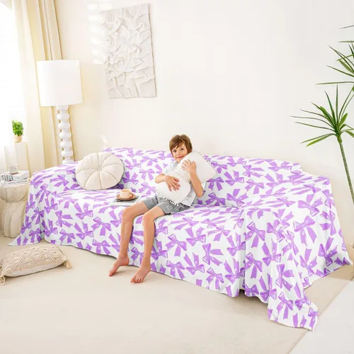 Miniatura 4 de Erosebridal Fundas de sofá con lazo de princesa de 71 x 91 pulgadas, fundas de sofá con lazo de lazo, protector de sofá de princesa