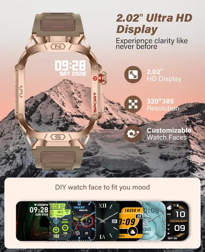 Miniatura 4 de Relojes inteligentes de grado militar SOUYIE para hombres con linterna LED, monitor de presión arterial/frecuencia cardíaca/SpO2/sueño, batería