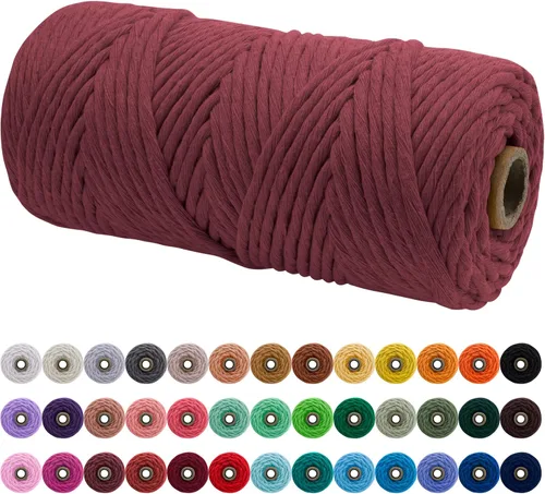 Miniatura 83 de JeogYong Cordón de macramé de un solo hilo 2mm x 164 yardas (492 pies) Cuerda de algodón suave, hilo de macramé 2 mm, suministros de macramé