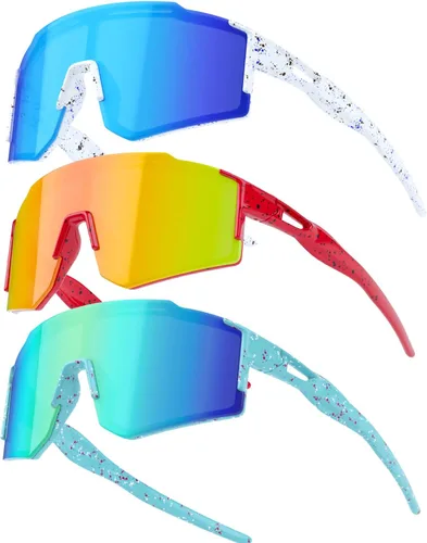 Miniatura 8 de Paquete de 2 lentes de sol de béisbol para niños y jóvenes, gafas de sol deportivas para niños y niñas, gafas de golf para ciclismo, correr, golf