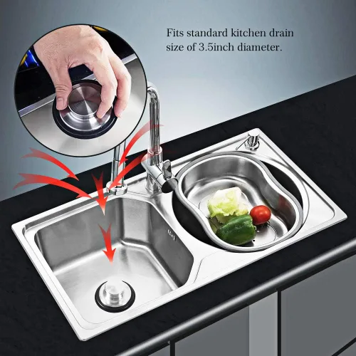 Miniatura 4 de CORNERJOY Tapón para fregadero de cocina de acero inoxidable, borde ancho grande de 3.38 pulgadas de diámetro, tapón de eliminación de basura