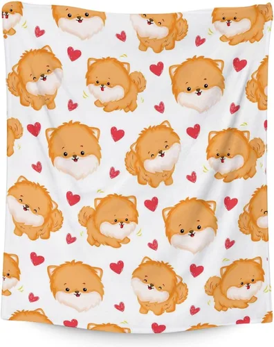 Miniatura 10 de Manta de Pomerania para niñas, tamaño de regazo de 30 x 40 pulgadas, manta de felpa suave y mullida, manta rosa para perro para sala de estar