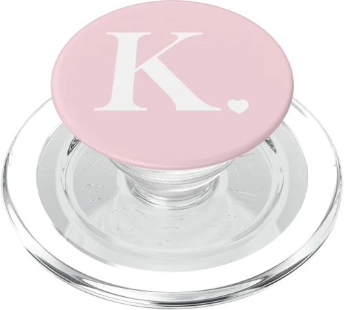 Miniatura 8 de PopSockets - Agarre y soporte para teléfonos y tabletas, diseño de letra K, color rosa claro y blanco