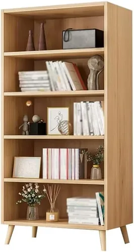 Miniatura 11 de Estantería de madera abierta, estante de 3/4/5 niveles con patas, organizador de almacenamiento extraíble para el hogar, estantería de cubos