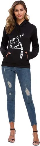 Miniatura 4 de Sudadera con capucha sin botones para mujer, diseño de gato con orejas de gato