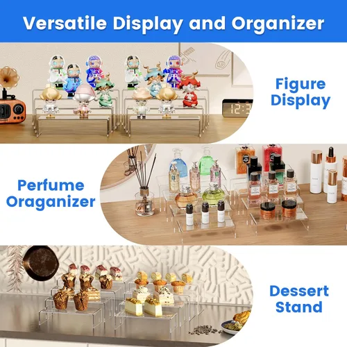Miniatura 3 de Albumgit Elevadores de Exhibición de Acrílico, 8 Piezas de Soporte de Mesa Rectangular Transparente para Figuras de Amiibo Funko POP