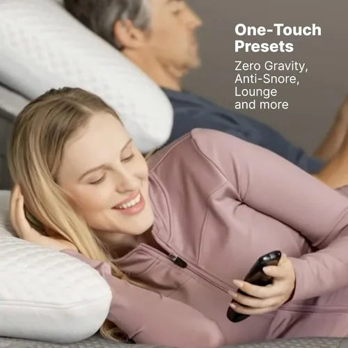 Miniatura 4 de GhostBed Base de cama ajustable y base de alimentación con control remoto inalámbrico, ajustes de gravedad cero y masaje, puertos USB, tamaño King