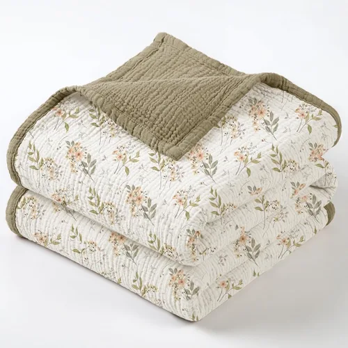 Miniatura 14 de lulumoon Manta de muselina neutra para bebé, ropa de cama de algodón transpirable para cuna para niños pequeños, 4 capas suaves y ligeras