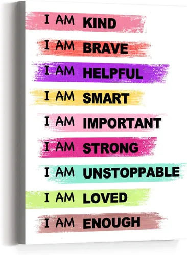 Miniatura 15 de JANLAN Dream Believe Achieve Wall Decor,Inspirational Positive Quotes Canvas Wall Art for Kids Room Classroom Nursery Playroom 11x15 Inch