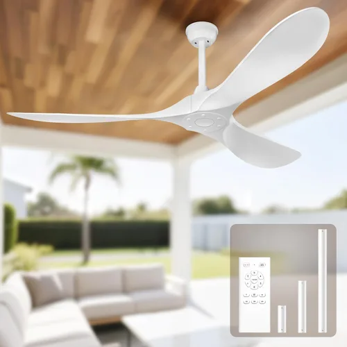 Miniatura 8 de Obabala Ventilador de techo negro para exteriores, ventiladores de techo de 52 pulgadas, sin luz con control remoto, 3 cuchillas, motor CC