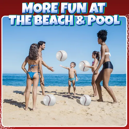 Miniatura 6 de Bedwina Pelotas inflables de béisbol (paquete de 12) de 16 pulgadas, pelotas de playa de béisbol para decoraciones de fiestas temáticas y decoración