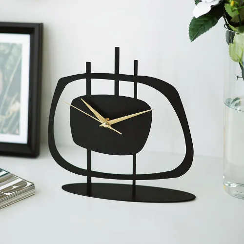 Miniatura 4 de muyika Reloj de mesa para sala de estar, oficina, mesita de noche, cocina, reloj de escritorio analógico con estante de noche silencioso