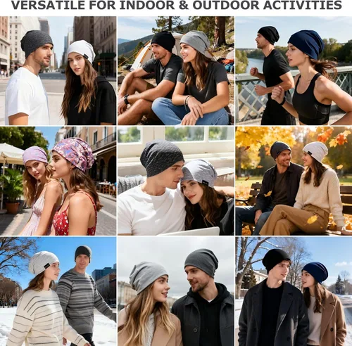 Miniatura 6 de EINSKEY Gorro ligero holgado para hombres y mujeres, gorro de algodón fino de gran tamaño, gorro de quimioterapia, gorro para dormir nocturno