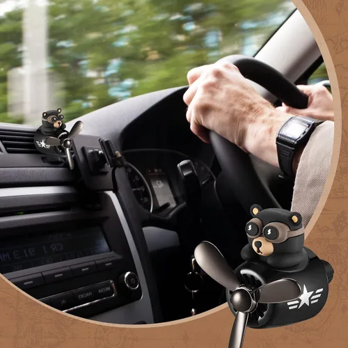 Miniatura 6 de Tallew Ambientador de coche lindo oso con clip de ventilación de coche con hélice giratoria de salida de 2.5 x 2.4 x 2.1 pulgadas, fácil