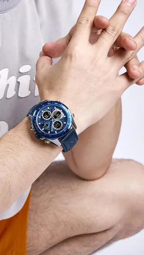 Miniatura 3 de NAVIFORCE Relojes digitales militares para hombre reloj analógico de cuarzo impermeable reloj deportivo multifuncional de cuero