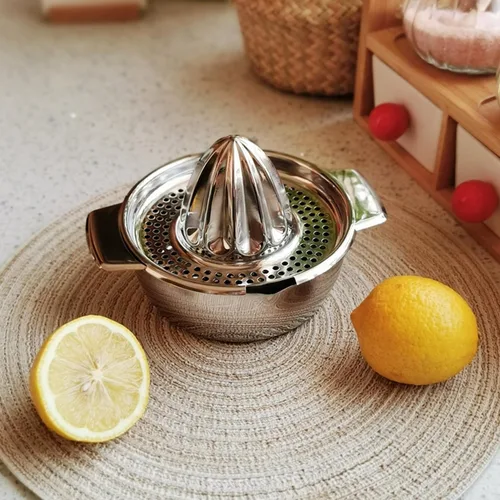Miniatura 5 de Exprimidor de naranja limón, exprimidor manual de acero inoxidable, exprimidor de cítricos de mano, exprimidor de limón con tazón exprimidor colador