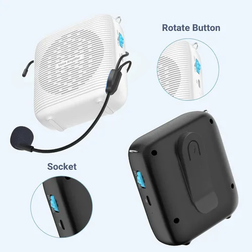 Miniatura 2 de (Negro) Amplificador de voz recargable portátil para profesores, entrenadores, guías turísticos, presentaciones y reuniones con un gran número