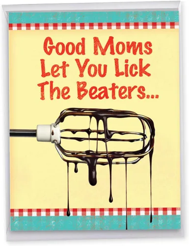NobleWorks Tarjeta de felicitación para el Día de la Madre Jumbo de 8.5 x 11 pulgadas con sobre (paquete de 1) Big Jumbo Mom Lick Beaters J9866MDG-US