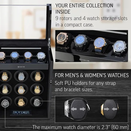 Miniatura 4 de TIMECUBE 9 Watch Winder with 4 Storage Slots and Interior Light