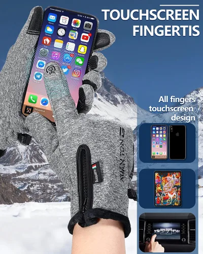 Miniatura 4 de JaGely 4 pares de guantes de invierno para hombres y mujeres, guantes de nieve impermeables, guantes cálidos para pantalla táctil, guantes